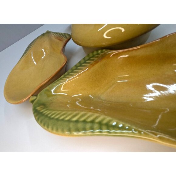 Vintage California Pottery USA 252 6 Piece Server  Pear Shaped  1950's - Picture 5 of 11
